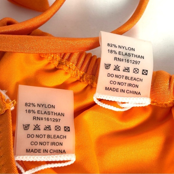 Bikini Set Swimsuit Orange  Underwire Top High waisted Bottom Tie Back Size S - Picture 9 of 10